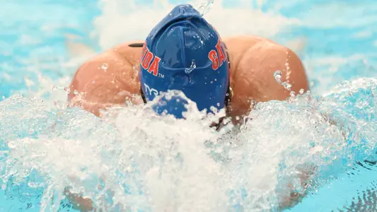 during the Gators' meet against the Seminoles on Friday, February 28, 2025 at the Stephen C. O?Connell Center Natatorium in Gainesville, FL / UAA Communications photo by Hayli Balgobin