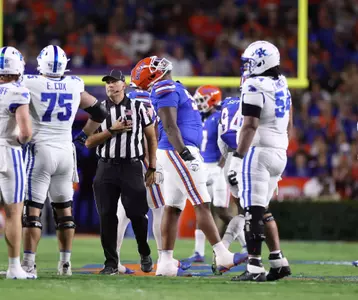 during the Gators' game against the Kentucky Wildcats on Saturday, October 19, 2024 at Ben Hill Griffin Stadium in Gainesville, Fla. / UAA Communications photo by Bryce Mitchell
