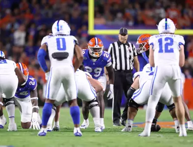 during the Gators' game against the Kentucky Wildcats on Saturday, October 19, 2024 at Ben Hill Griffin Stadium in Gainesville, Fla. / UAA Communications photo by Bryce Mitchell