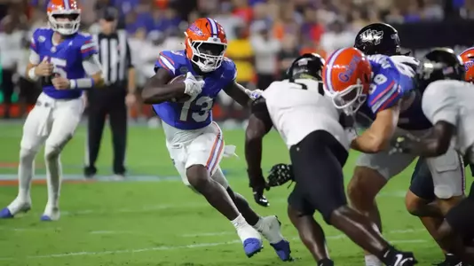 during the Gators' game against the Knights on Saturday, October 5, 2024 at Ben Hill Griffin Stadium in Gainesville, Fla. / UAA Communications photo by Jay Metz