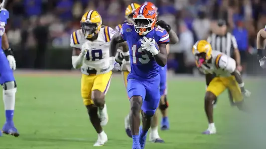 during the Gators' game against the Tigers on Saturday, November 16, 2024 at Ben Hill Griffin Stadium in Gainesville, Fla. / UAA Communications photo by Jay Metz