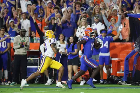 during the Gators' game against the LSU Tigers on Saturday, November 16, 2024 at Ben Hill Griffin Stadium in Gainesville, Fla. / UAA Communications photo by Trenton Bardi
