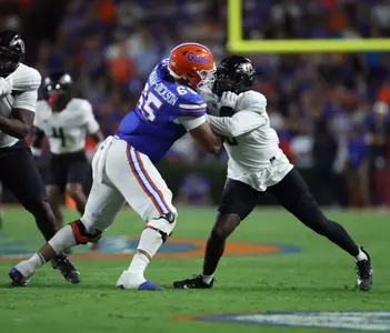 during the Gators' game against the UCF Knights on Saturday, October 5, 2024 at Ben Hill Griffin Stadium in Gainesville, Fla. / UAA Communications photo by Maddie Washburn
