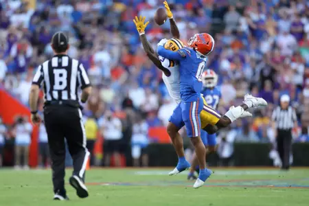 during the Gators' game against the LSU Tigers on Saturday, November 16, 2024 at Ben Hill Griffin Stadium in Gainesville, Fla. / UAA Communications photo by Trenton Bardi