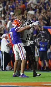 during the Gators' game against the UCF Knights on Saturday, October 5, 2024 at Ben Hill Griffin Stadium in Gainesville, Fla. / UAA Communications photo by Victoria Riccobono