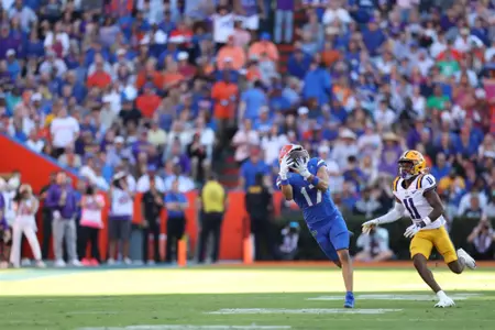 during the Gators' game against the LSU Tigers on Saturday, November 16, 2024 at Ben Hill Griffin Stadium in Gainesville, Fla. / UAA Communications photo by Trenton Bardi
