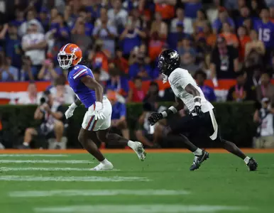 during the Gators' game against the UCF Knights on Saturday, October 5, 2024 at Ben Hill Griffin Stadium in Gainesville, Fla. / UAA Communications photo by Maddie Washburn