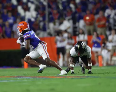 during the Gators' game against the UCF Knights on Saturday, October 5, 2024 at Ben Hill Griffin Stadium in Gainesville, Fla. / UAA Communications photo by Maddie Washburn