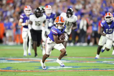 during the Gators' game against the UCF Knights on Saturday, October 5, 2024 at Ben Hill Griffin Stadium in Gainesville, Fla. / UAA Communications photo by Madilyn Gemme