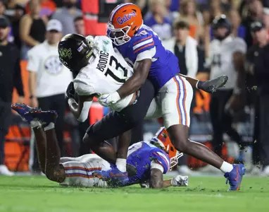 during the Gators' game against the UCF Knights on Saturday, October 5, 2024 at Ben Hill Griffin Stadium in Gainesville, Fla. / UAA Communications photo by Maddie Washburn
