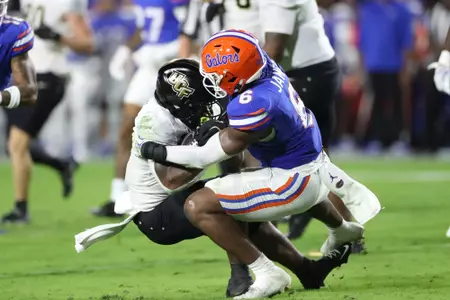 during the Gators' game against the UCF Knights on Saturday, October 5, 2024 at Ben Hill Griffin Stadium in Gainesville, Fla. / UAA Communications photo by Madilyn Gemme