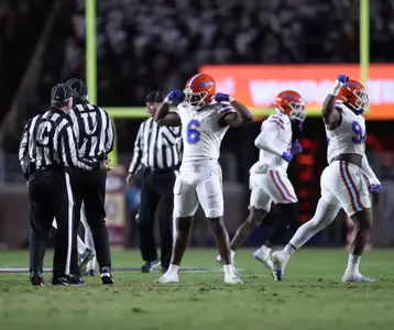 during the Gators' game against the Florida State Seminoles on Saturday, November 30, 2024 at Doak Campbell Stadium in Tallahassee, Fla. / UAA Communications photo by Nicole Scharff