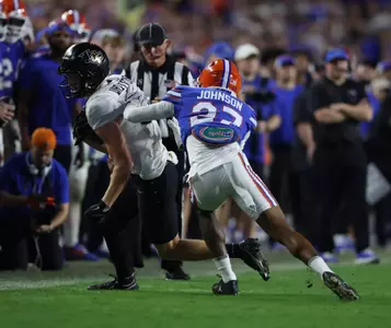 during the Gators' game against the UCF Knights on Saturday, October 5, 2024 at Ben Hill Griffin Stadium in Gainesville, Fla. / UAA Communications photo by Maddie Washburn
