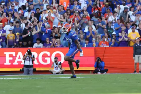 during the Gators' game against the LSU Tigers on Saturday, November 16, 2024 at Ben Hill Griffin Stadium in Gainesville, Fla. / UAA Communications photo by Bella Rosa
