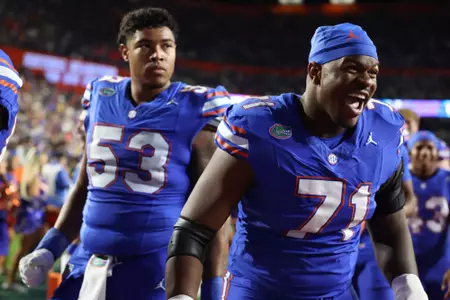 during the Gators' game against the LSU Tigers on Saturday, November 16, 2024 at Ben Hill Griffin Stadium in Gainesville, Fla. / UAA Communications photo by Bella Rosa