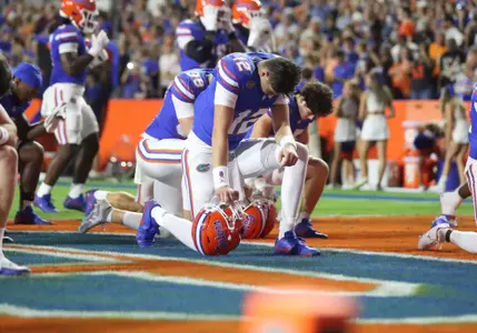 during the Gators' game against the UCF Knights on Saturday, October 5, 2024 at Ben Hill Griffin Stadium in Gainesville, Fla. / UAA Communications photo by Victoria Riccobono