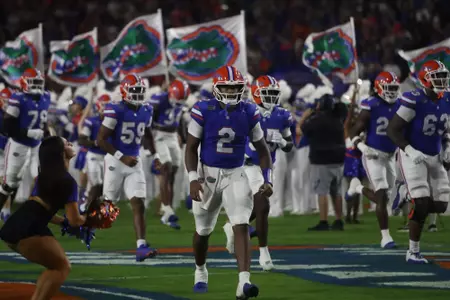 during the Gators' game against the UCF Knights on Saturday, October 5, 2024 at Ben Hill Griffin Stadium in Gainesville, Fla. / UAA Communications photo by Madilyn Gemme