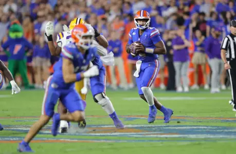 during the Gators' game against the Tigers on Saturday, November 16, 2024 at Ben Hill Griffin Stadium in Gainesville, Fla. / UAA Communications photo by Jay Metz