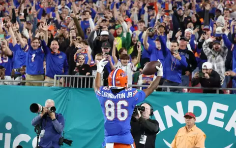 during the Gators' game against the Tulane Green Waves in the Gasparilla Bowl on Friday, December 20, 2024 at Raymond James Stadium in Tampa, Fla. / UAA Communications photo by Katie Park