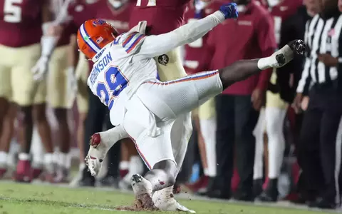during the Gators' game against the Florida State Seminoles on Saturday, November 30, 2024 at Doak Campbell Stadium in Tallahassee, Fla. / UAA Communications photo by Bryce Mitchell