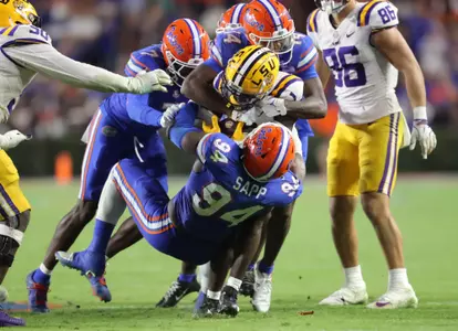 during the Gators' game against the Tigers on Saturday, November 16, 2024 at Ben Hill Griffin Stadium in Gainesville, Fla. / UAA Communications photo by Jay Metz
