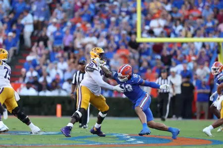 during the Gators' game against the LSU Tigers on Saturday, November 16, 2024 at Ben Hill Griffin Stadium in Gainesville, Fla. / UAA Communications photo by Trenton Bardi