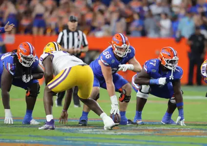 during the Gators' game against the Tigers on Saturday, November 16, 2024 at Ben Hill Griffin Stadium in Gainesville, Fla. / UAA Communications photo by Jay Metz