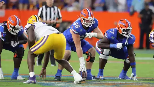 during the Gators' game against the Tigers on Saturday, November 16, 2024 at Ben Hill Griffin Stadium in Gainesville, Fla. / UAA Communications photo by Jay Metz