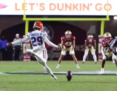 during the Gators' game against the Florida State Seminoles on Saturday, November 30, 2024 at Doak Campbell Stadium in Tallahassee, Fla. / UAA Communications photo by Katie Park