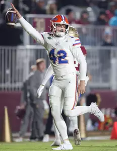 during the Gators' game against the Florida State Seminoles on Saturday, November 30, 2024 at Doak Campbell Stadium in Tallahassee, Fla. / UAA Communications photo by Katie Park
