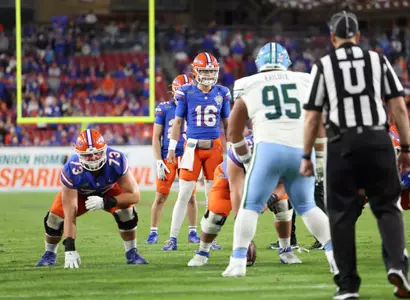 during the Gators' game against the Tulane Green Waves in the Gasparilla Bowl on Friday, December 20, 2024 at Raymond James Stadium in Tampa, Fla. / UAA Communications photo by Katie Park