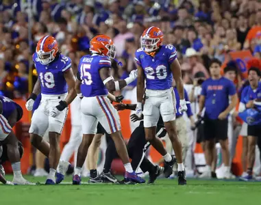 during the Gators' game against the UCF Knights on Saturday, October 5, 2024 at Ben Hill Griffin Stadium in Gainesville, Fla. / UAA Communications photo by Maddie Washburn