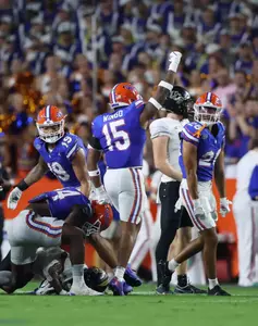 during the Gators' game against the UCF Knights on Saturday, October 5, 2024 at Ben Hill Griffin Stadium in Gainesville, Fla. / UAA Communications photo by Maddie Washburn