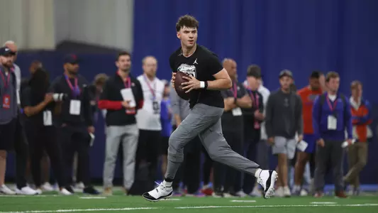 during the Gators' Pro Day on Thursday, March 27, 2025 at Indoor Practice Facility in Gainesville, FL / UAA Communications photo by Nicole Scharff