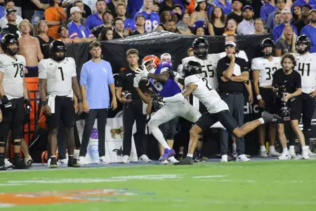 during the Gators' game against the Knights on Saturday, October 5, 2024 at Ben Hill Griffin Stadium in Gainesville, Fla. / UAA Communications photo by Jay Metz