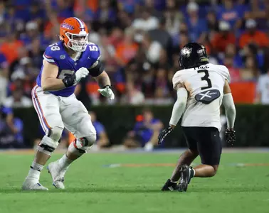 during the Gators' game against the UCF Knights on Saturday, October 5, 2024 at Ben Hill Griffin Stadium in Gainesville, Fla. / UAA Communications photo by Maddie Washburn