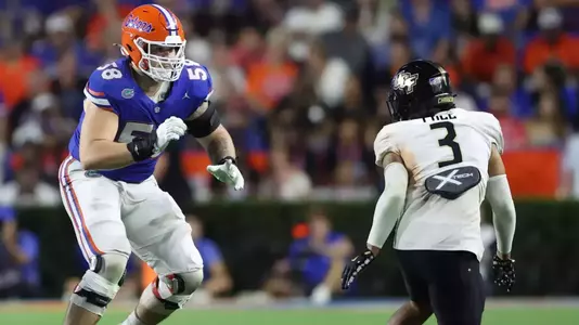 during the Gators' game against the UCF Knights on Saturday, October 5, 2024 at Ben Hill Griffin Stadium in Gainesville, Fla. / UAA Communications photo by Maddie Washburn