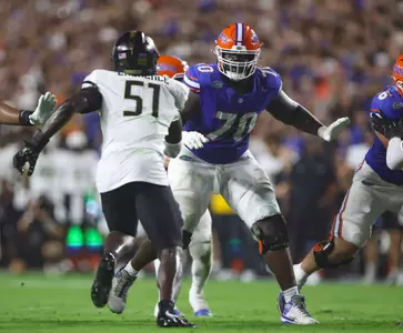during the Gators' game against the UCF Knights on Saturday, October 5, 2024 at Ben Hill Griffin Stadium in Gainesville, Fla. / UAA Communications photo by Maddie Washburn