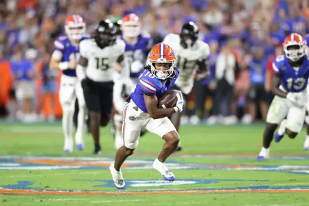 during the Gators' game against the UCF Knights on Saturday, October 5, 2024 at Ben Hill Griffin Stadium in Gainesville, Fla. / UAA Communications photo by Madilyn Gemme