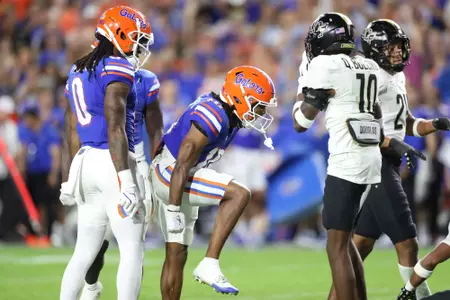 during the Gators' game against the UCF Knights on Saturday, October 5, 2024 at Ben Hill Griffin Stadium in Gainesville, Fla. / UAA Communications photo by Madilyn Gemme
