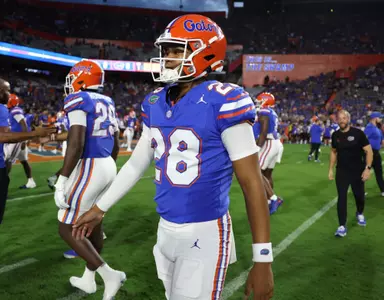 during the Gators' game against the UCF Knights on Saturday, October 5, 2024 at Ben Hill Griffin Stadium in Gainesville, Fla. / UAA Communications photo by Maddie Washburn