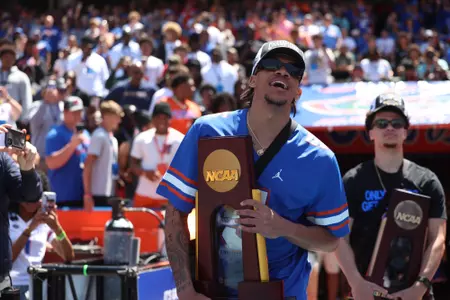 during the Gators' Orange and Blue game on Saturday, April 12, 2025 at Ben Hill Griffin Stadium in Gainesville, Fla. / UAA Communications photo by Bryce Mitchell