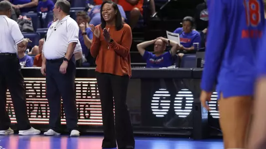 during the Gators' match against the South Carolina Gamecocks on Sunday, October 13, 2024 at Exactech Arena at the Stephen C. O'Connell Center in Gainesville, Fla. / UAA Communications photo by Madilyn Gemme