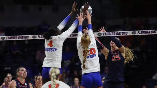during the Gators' match against the Tigers on Friday, November 8, 2024 at Exactech Arena at the Stephen C. O'Connell Center in Gainesville, Fla. / UAA Communications photo by Morgan Hurd