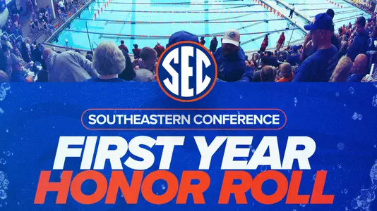 Swim & Dive 2024-25 SEC First-Year Academic Honor Roll Graphic