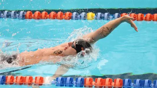 during the Gators' meet against the Seminoles on Friday, February 28, 2025 at the Stephen C. O?Connell Center Natatorium in Gainesville, FL / UAA Communications photo by Bryce Mitchell