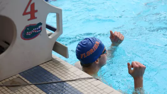 during the Gators' meet against the Seminoles on Friday, February 28, 2025 at the Stephen C. O?Connell Center Natatorium in Gainesville, FL / UAA Communications photo by Hayli Balgobin
