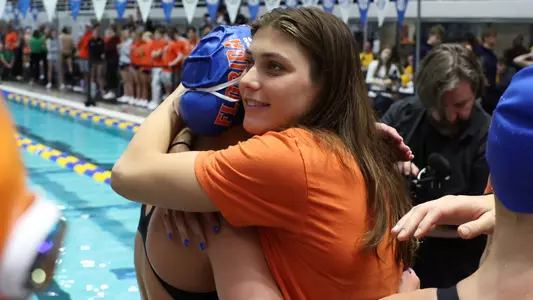 during the Gators' meet at SEC Championships Day 4 on Thursday, February 20, 2025 at the Gabrielsen Natatorium in Athens, GA / UAA Communications photo by Bryce Mitchell