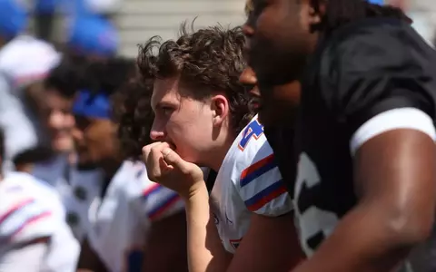 during the Gators' Orange and Blue game on Saturday, April 12, 2025 at Ben Hill Griffin Stadium in Gainesville, Fla. / UAA Communications photo by Victoria Riccobono