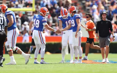 during the Gators' Orange and Blue game on Saturday, April 12, 2025 at Ben Hill Griffin Stadium in Gainesville, Fla. / UAA Communications photo by Bryce Mitchell